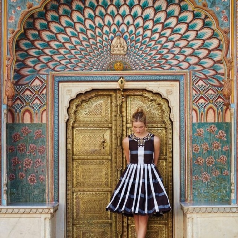 Anthro Pleated plaid dress